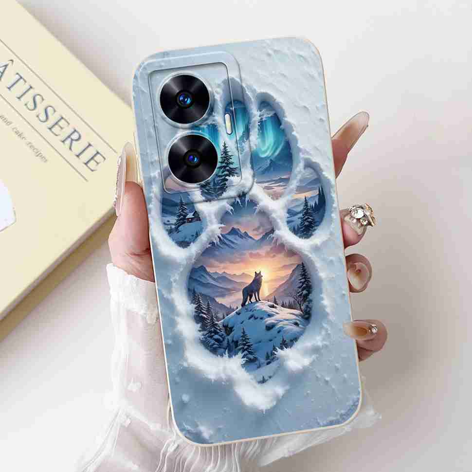 For Oppo Realme C55 RMX3710 Case Cute Cat Luxury Flower Bow Silicone Soft Matte Cover For Realme c55 C 55 Shockproof Phone Case