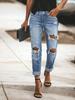 SHEIN Plus Size Rhinestone High-Waisted Wide-Leg Denim Pants