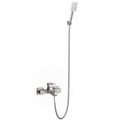 304 Stainless Steel Square Bathroom Shower Set Nickel Hand Hand Shower Head Hot And Cold Water Valve Faucet Bathtub Faucet Set