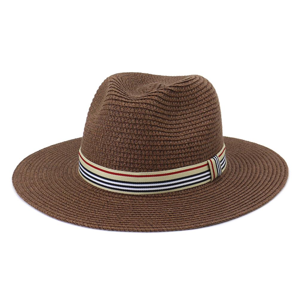 Women Wide Brim Sun Hats 2021 Spring Summer Fashion Panama UV Sun Protection Beach Straw Cap Men Outdoor Casual Jazz Cap