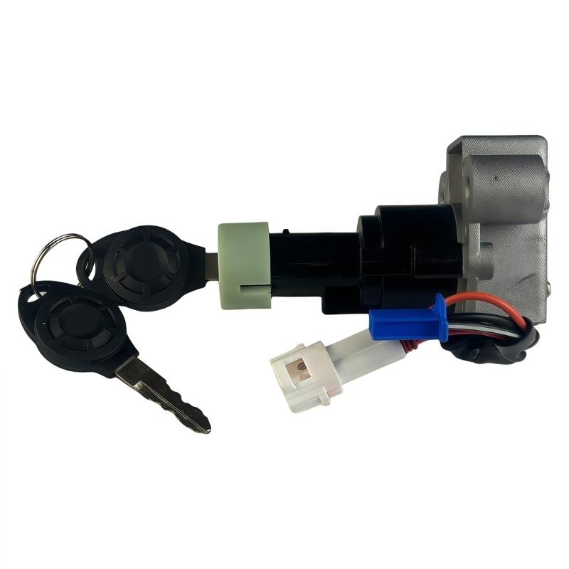 Motorcycle Scooter ATV Ignition Switches Assembly with 2 Keys and Wire Harness, Metal Mounting Body for Daily Repair