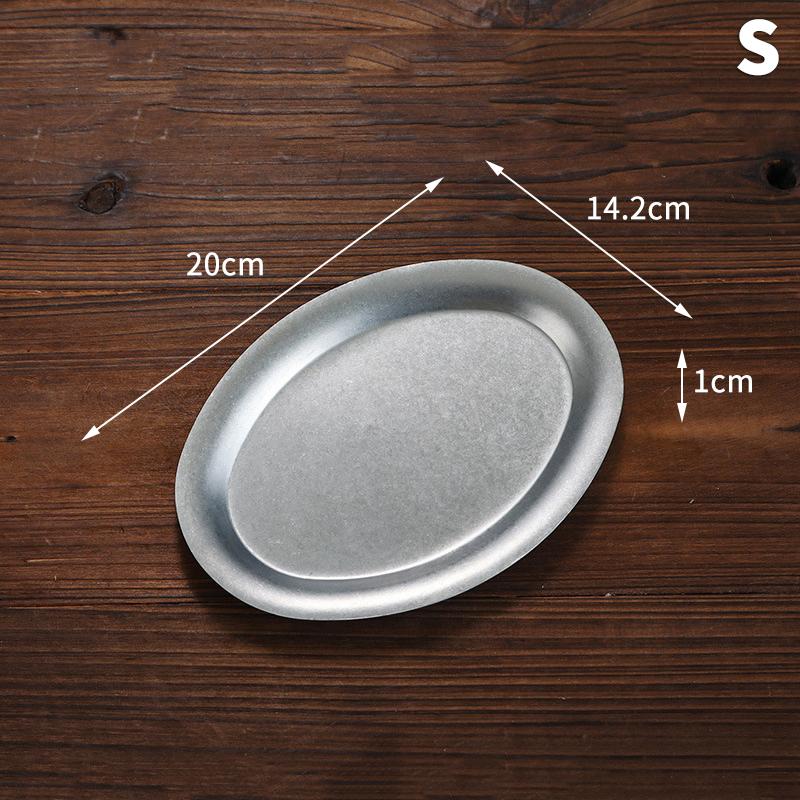

1 шт. Японская винтажная овальная тарелка из нержавеющей стали 304 для ресторана, поднос для десерта, кухонная посуда S