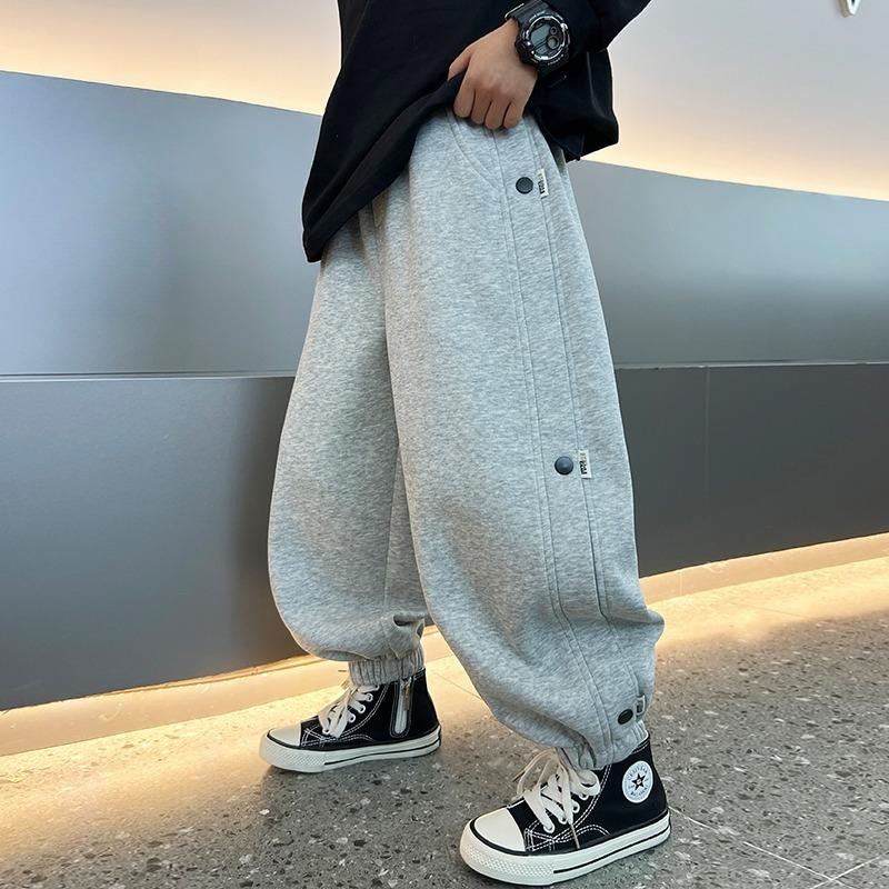 Kids Solid Color Sweatpants Boys Casual Joggers Trousers 120-170 Autumn Kids Cotton Loose Soft Pants