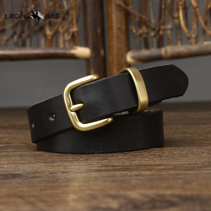 Washed Women's Thin Leather Belt Pure Cowhide Retro Fashion Versatile Casual Jeans Belt