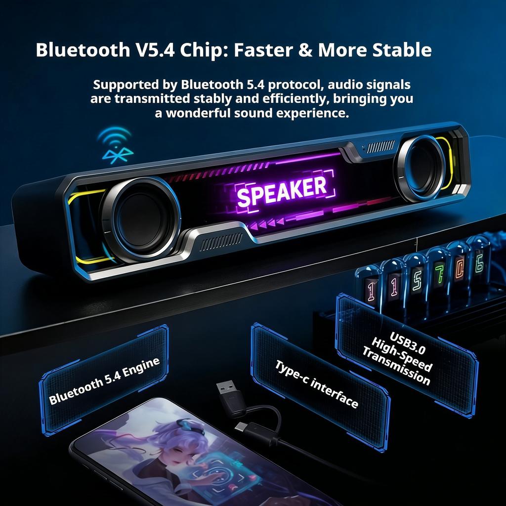 Computer Desktop High-Quality 4D Surround Speaker Bluetooth USB Powered Dual-purpose High-Volume Microphone Soundbar