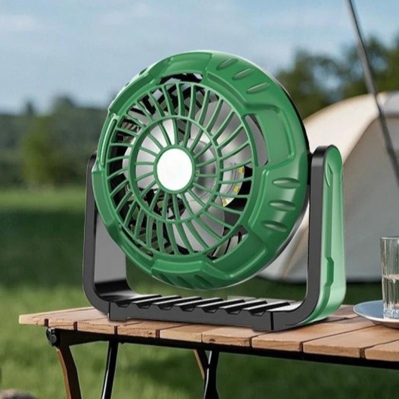 

USB Rechargeable Hanging Mini Fan Outdoor Camping Fan Light Tent Large Capacity 3-speed Fan 360° Adjustment for Camping and Home зелёный