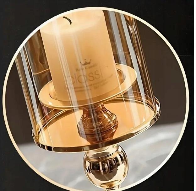 Elegantes Set aus 3 Stück goldener Glas-Kerzenhalter Kerzenhalter goldener