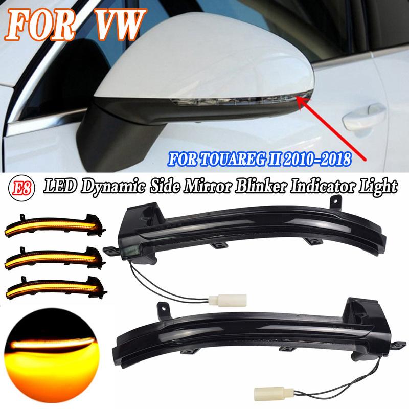 2Pcs For VW Touareg II 2010 2011 2012 2013 2014 2015 2016 2017 2018 LED Dynamic Mirror Blinker Light Sequential Turn Signal Lamp