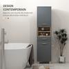 Bathroom Storage Cabinet with 2 Cupboards, Drawer, Open Compartments, Grey