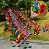 10pcs Handmade Striped Circular Wire Rope Windmill Colorful Suspension Windmill  Yard and Garden