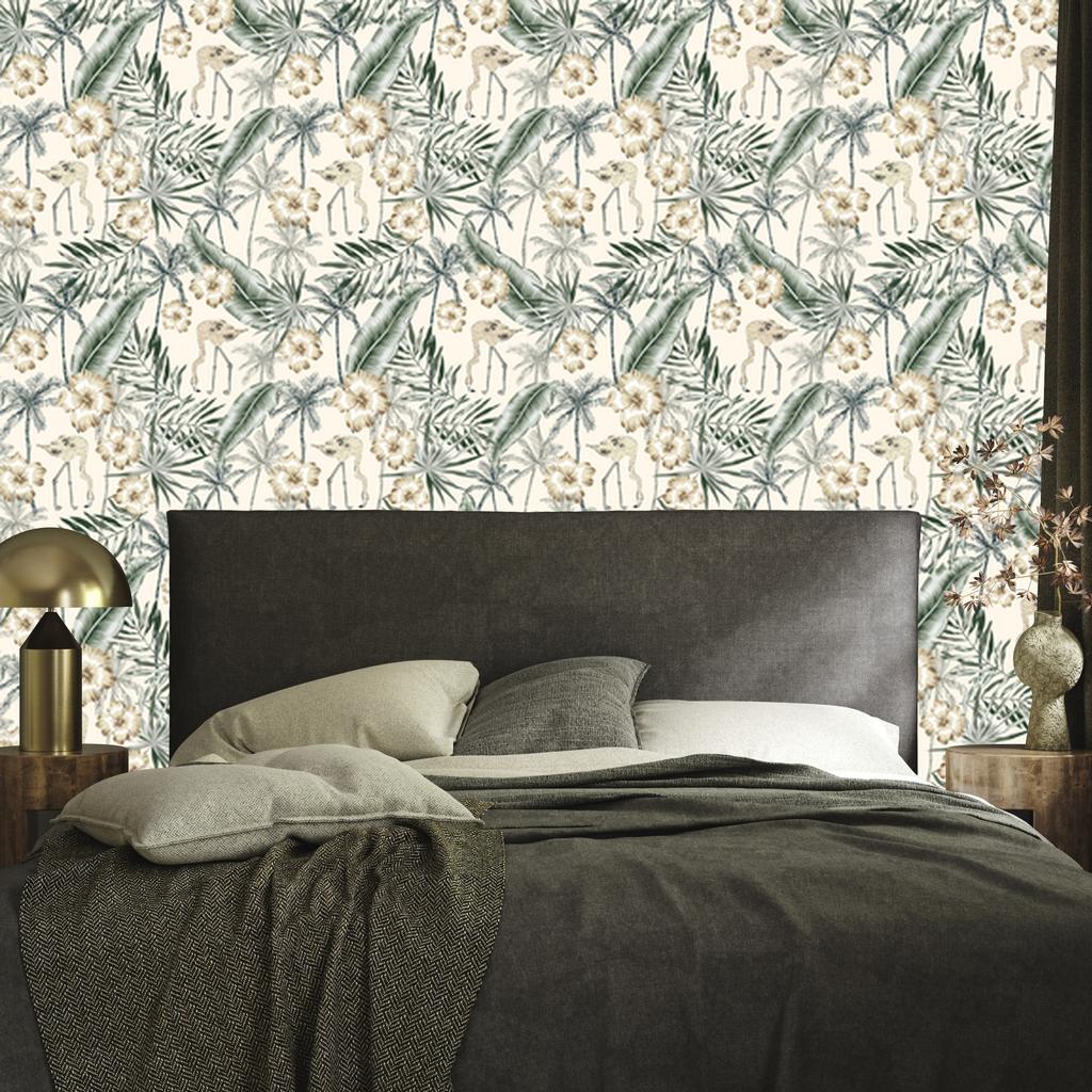 Flamingos with palm leaves wallpaper for living room and bedroom 50x1000
