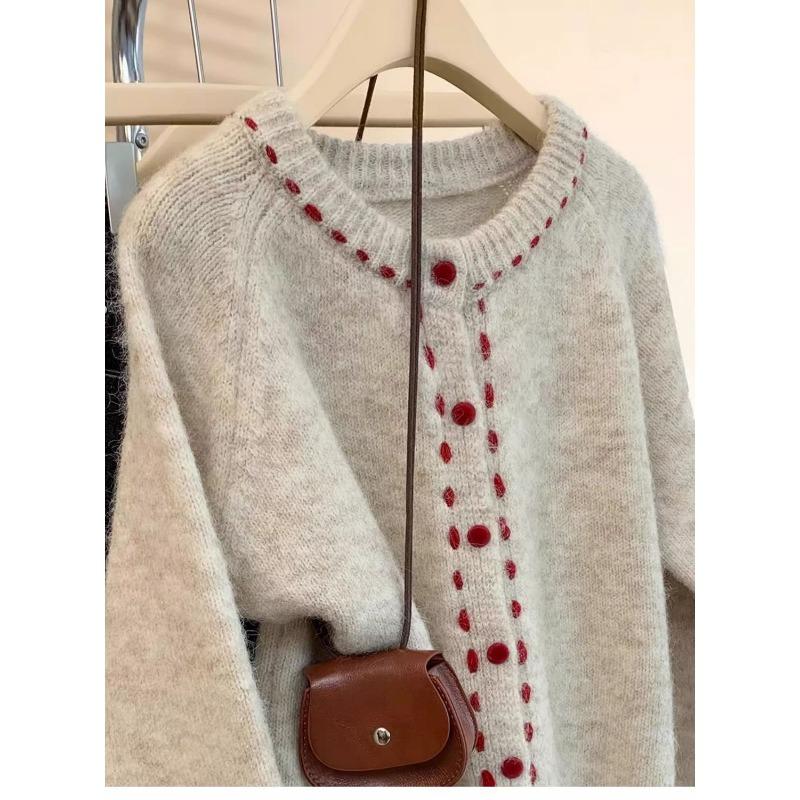 Round Neck Sweater Coat Autumn and Winter Outer Wear Knitted Cardigan Tops