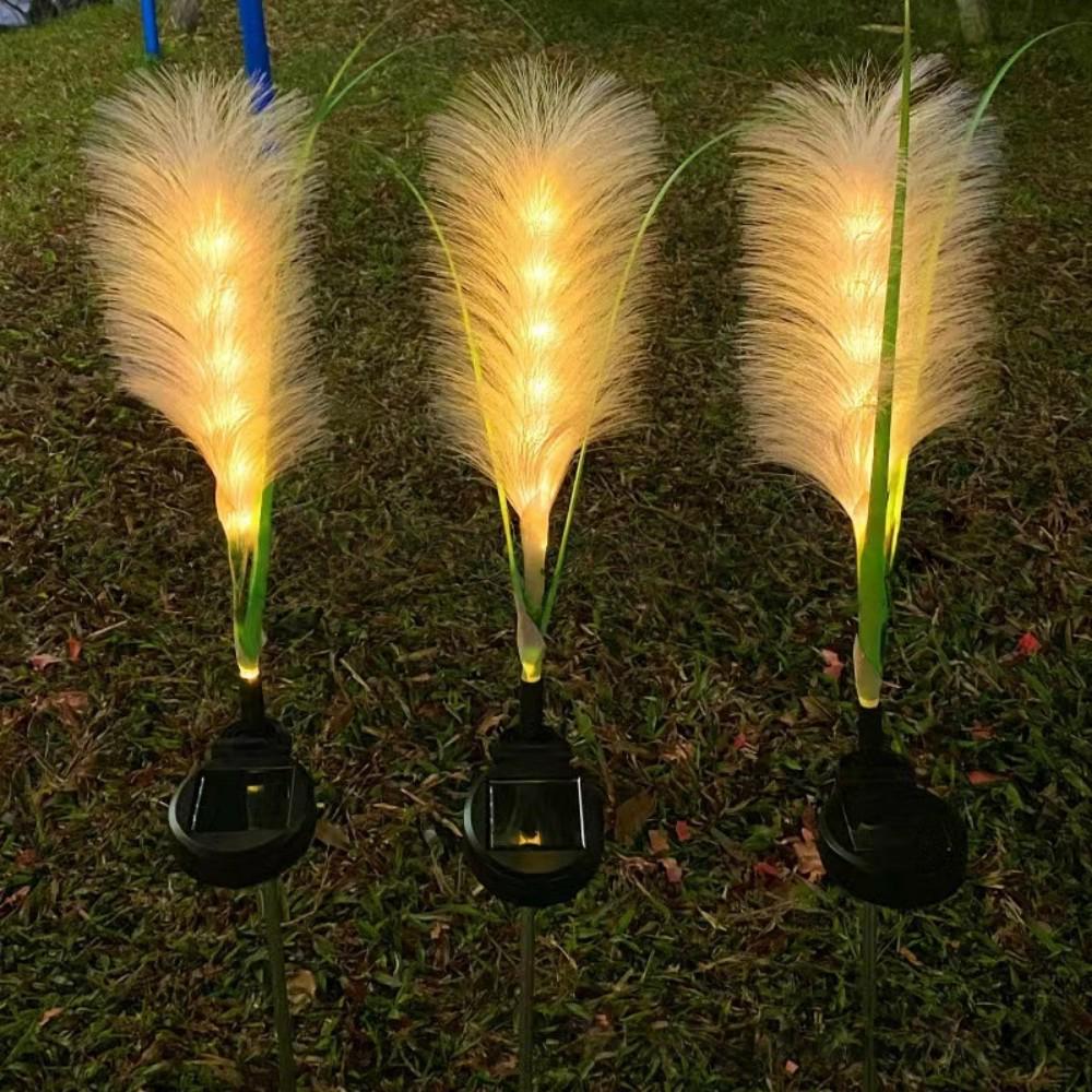 Solar-Powered LED Reed Lamp for Outdoor Landscape Decoration - Waterproof, Multicolor Lights for Lawn, Courtyard, and Park Atmosphere