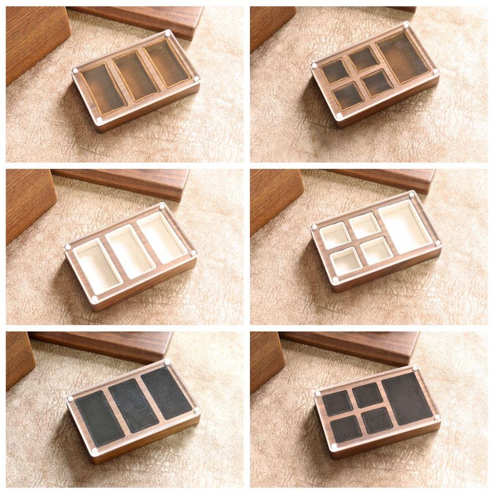 3/5 Slot Wooden Ring Box Magnetic Cover Jewelry Ring Holder Black Walnut Cufflinks Box  Couples
