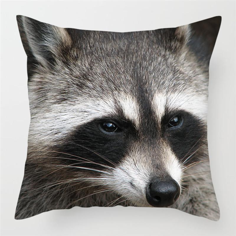 Copricuscino Procione Carino 45x45cm Stampa Uccello Selvatico Federa per Casa Divano Letto Sedia Cuscini Decorativi