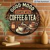 2D Flat, 1 pc Vintage Coffee & Tea Aluminum Sign - Good Mood Decorative Round Metal Plaque, Ideal for Coffee Enthusiasts, Retro Home & Outdoor Decor