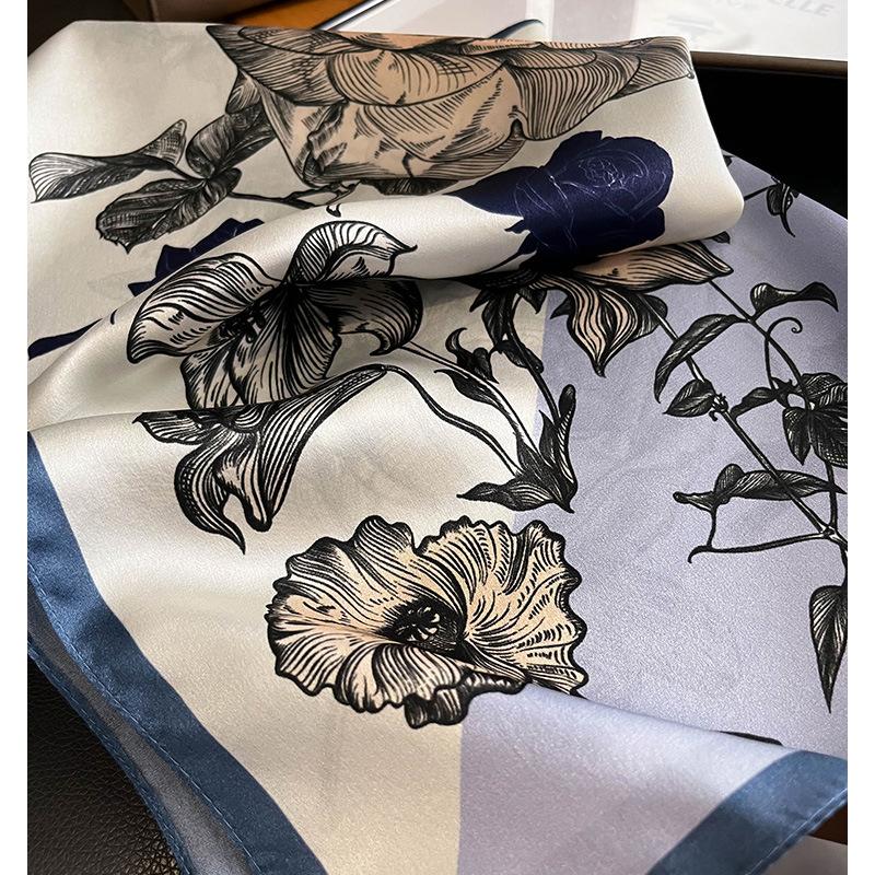 100% Natural Real Silk Scarf Women Print Neck Hairband Shawl Neckerchief Female Headband New Bandana Square Scarves Wrap Hijab