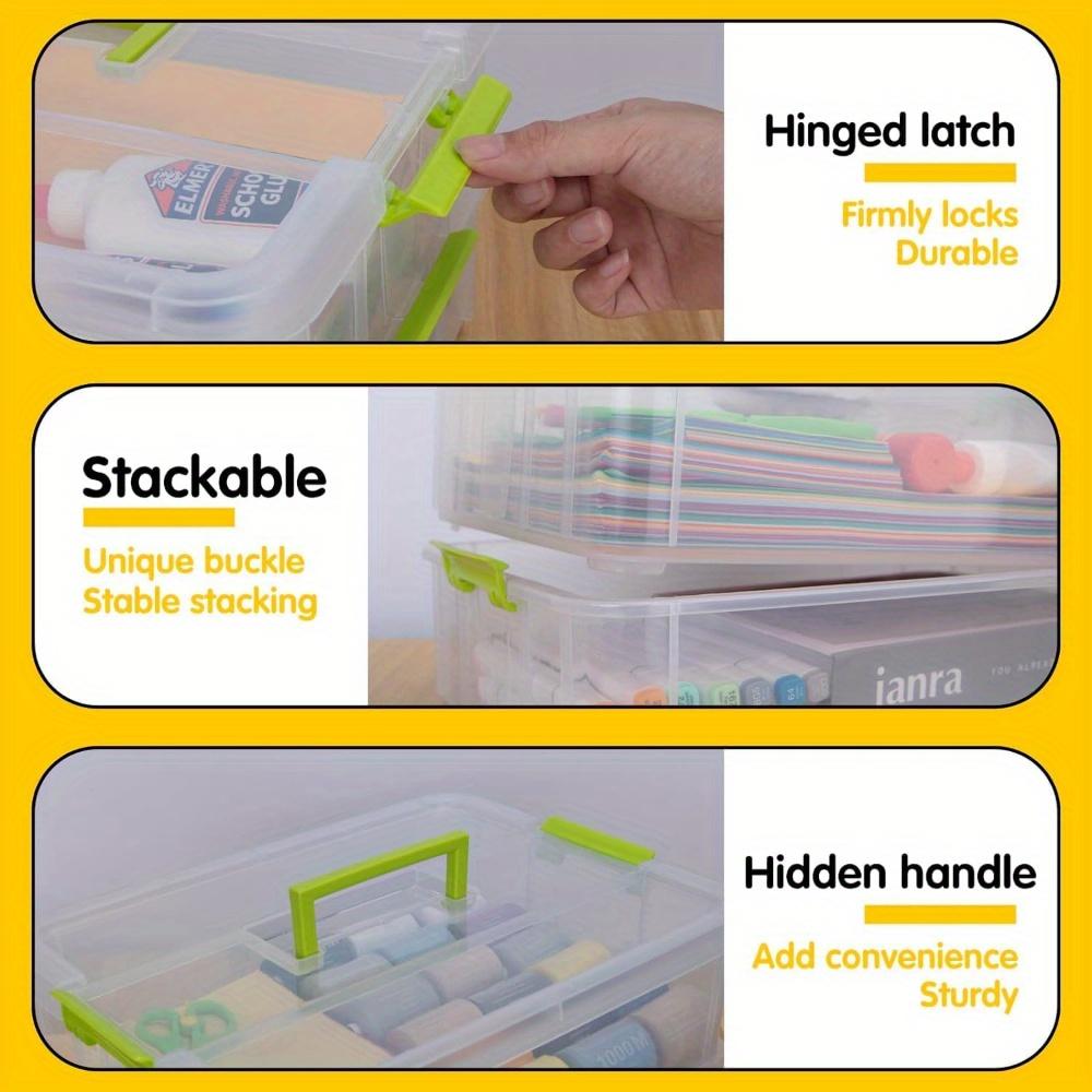 4-Layer Stackable Transparent Plastic Storage Box Portable Multi-Function Clear Organizer Tool for Home Office