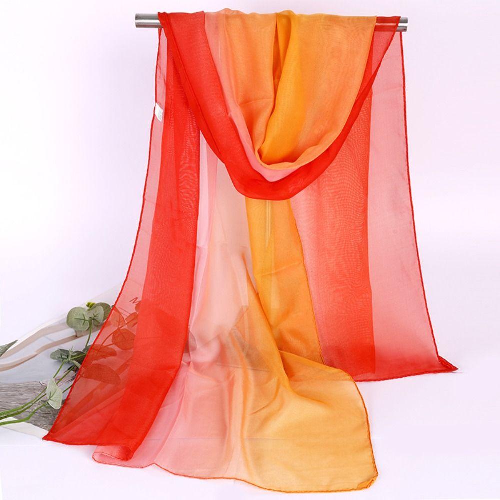 Silky Touch Neck Scarf Gradient Color Shawl Hijab Fashion Long Gauze Headwrap for Women