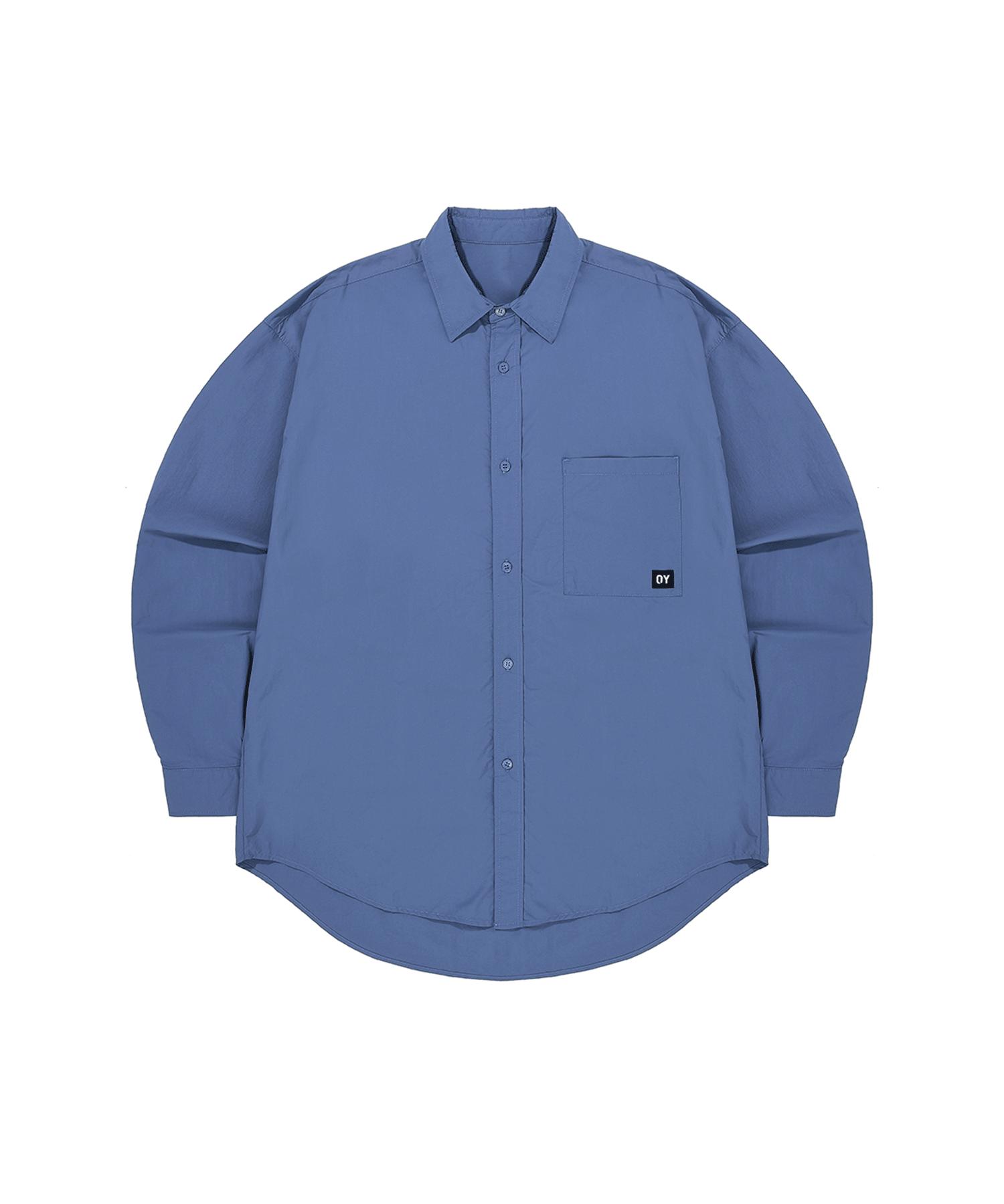 Oy Back Round Cut-Out Shirts-Sky Blue Sky Blue/2Size