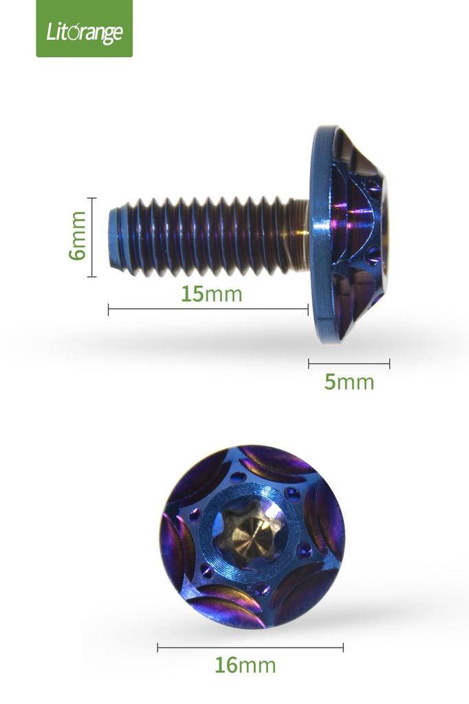 Litorange Titanium Alloy License Plate Bolts with Star Hexagonal Hole Bolt License Frame Titanium