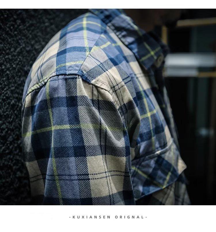 Men's Casual Japanese-Style Plaid Shirt - Long-Sleeved, Handsome, Versatile, Loose Fit Fashion for Students