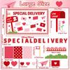 87Pcs Valentine's Day Classroom Bulletin Board Decoration Special Delivery DIY Bulletin Board Set 3D Heart Mailbox Letter Cutouts with Borders for