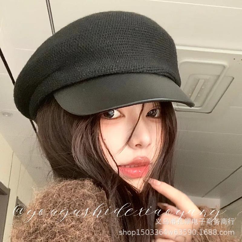Women S Black Newsboy Beret Hat Warm Fashionable Versatile