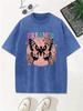 Dreamer Butterfly Printing Washed TShirts Womens Cotton Oversized Tops Comfortable Distressed ONeck T Shirts Summer Clothes