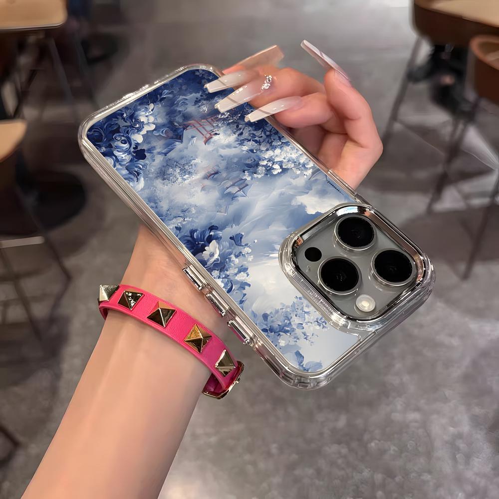 Oriental Blue And White Phone Case For IPhone 17 Air 16 15 14 13 12 11 Pro Pro Max Plus Transparent Soft Cover
