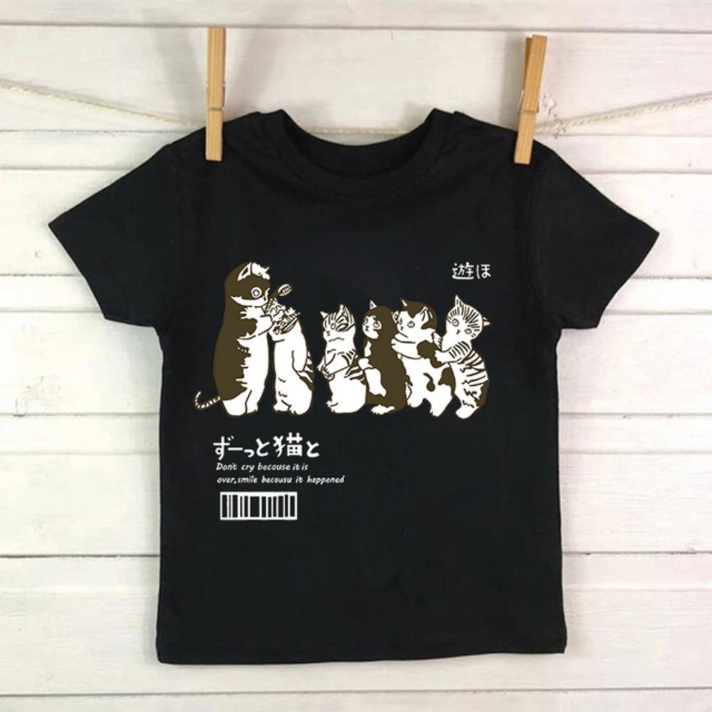2-13 Jahre Kinder T-Shirt mit Katzen-Print Kinder T-Shirt Kinderkleidung T-Shirt Tops T-Shirt Jungen Mädchen Baby T-Shirt