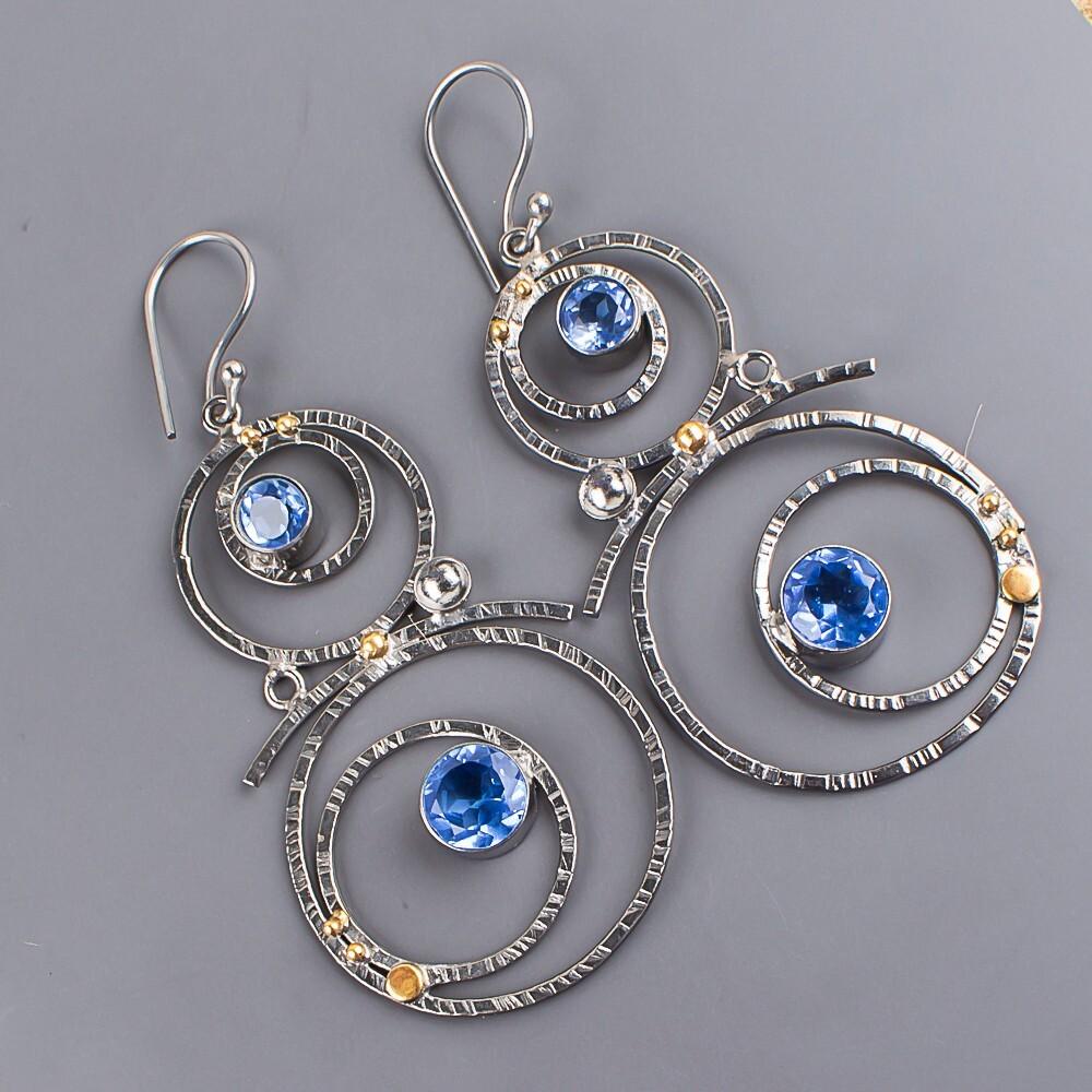 Tanzanite Gemstone 925 Sterling Silver Jewelry Handmade Bohemian Earrings 2.86" EE-76-13