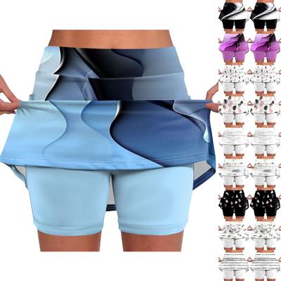 Kadınlar için elastik Yoga Pantolon-Etekler Baskı Atletik Şort Hafif Yüksek Bel Sıska Katı Joggers