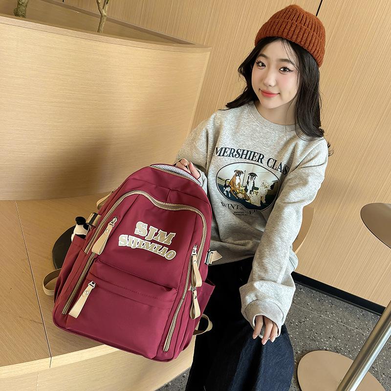 Schoolbag Contrast Color Girls Backpack 1011 Hot Sale ins Simple Casual Student School Bag Korean Simple Large Capacity Backpack