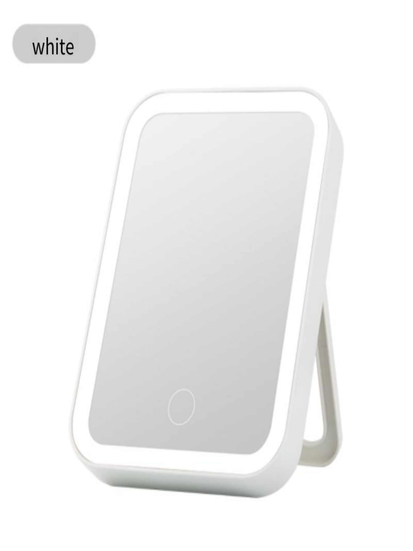 

Светодиодное зеркало для макияжа с подсветкой, косметическое зеркало с подставкой, регулируемая подсветка, линза для дома, спальни, стола, путешествий, портативное зеркало для туалетного столика белый