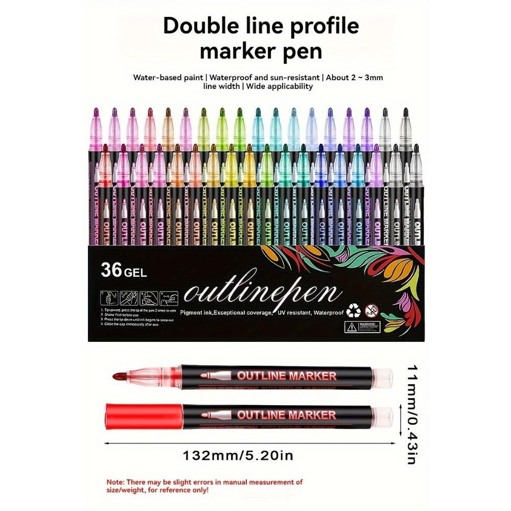 8-48Colors Metallic Color Outline Marker Pen Kawaii DIY Hand Account Graffiti Outline PenOffice Culture and Educational Supplies