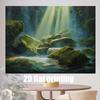 2D Enchanted Forest Waterfall Backdrop Magical Sunbeam Nature Background for Events