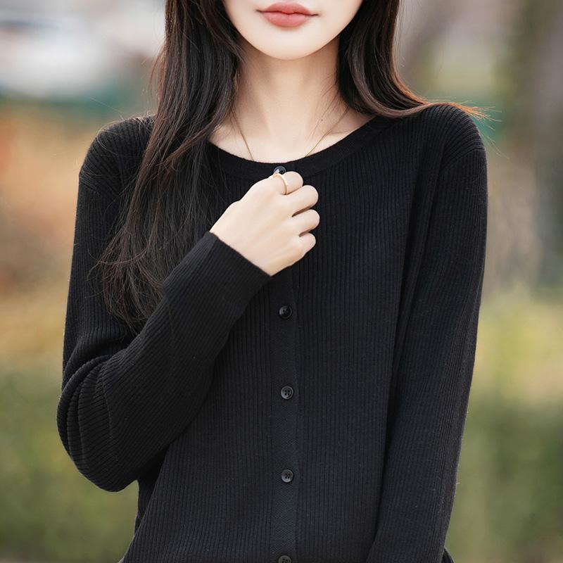 Women's Lightweight 50% Wool 50% Mulberry Silk Cardigan - 4-Season Versatile Knitwear for All-Year Comfort & Style