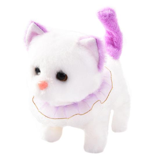 

Electric Plush Cat Toy Interactive Nodding Meowing Kitten Walking Tail Wagging Toy Handmade Toddlers Educational Simulation фиолетовый
