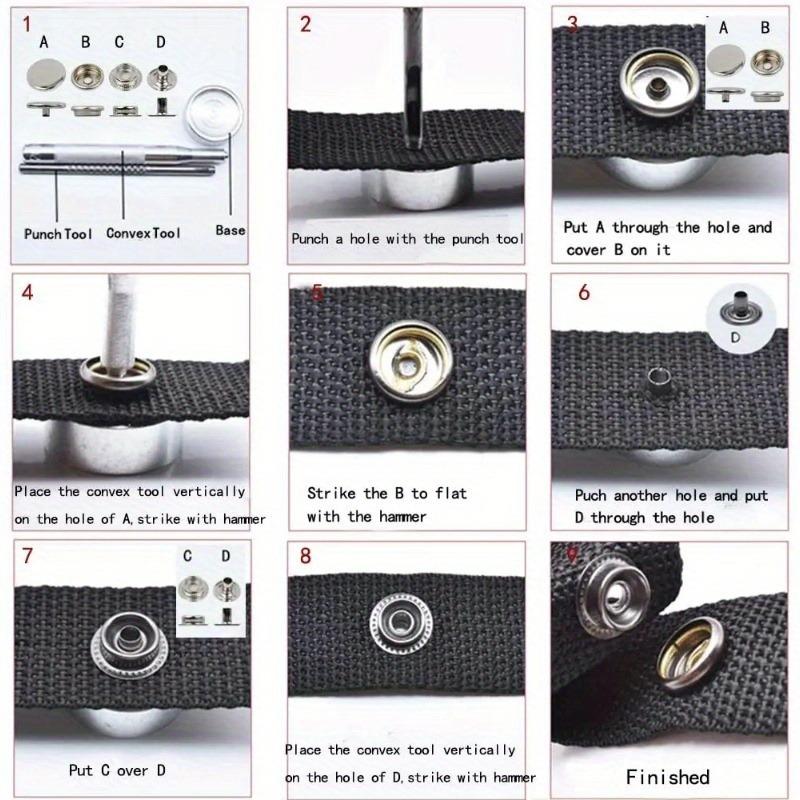 100pcs 15mm Canvas Snap Kit Marine Grade Snap Fastener Stainless Steel Snap Buttons for Boat Cover Sewing Leather Clothes Tent