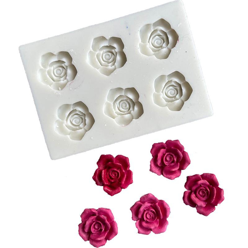 Stampo in Silicone a Sei Fori Fiore Piccolo Fioritura Fiore di Prugno Rosa Peonia Stampo per Inserimento Torta al Cioccolato Fondant Torta di Compleanno