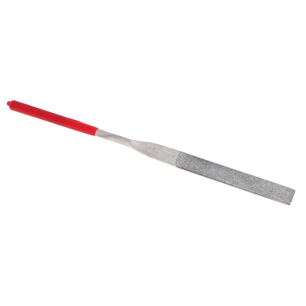 1 Pcs 180Mm Long Art Craft Flat Diamond File Grinding Tool Red Silver Tone