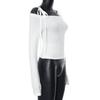 Off Shoulder Sexy Elegant Streetwear Tops Women Patchwork Bow Slim Vintage T-Shirt Female Lace Up Fashion Nightclub Y2K Clothes New