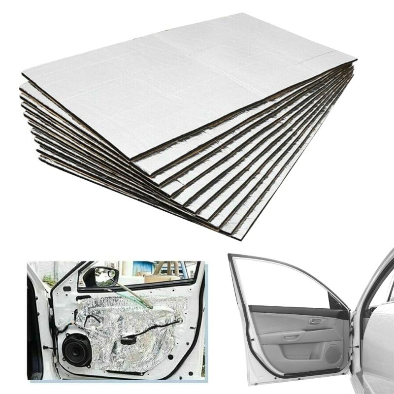 Set Of 10 Automotive Sound Insulation Mats, Aluminum Foil Backed Insulation Pads Dampening Sheets For Car Door Ceilings