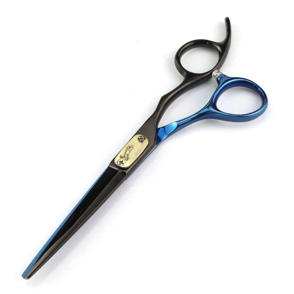 6.0-Inch FHS-11 Black Blue Hairdressing Scissors for Bangs and Barbering