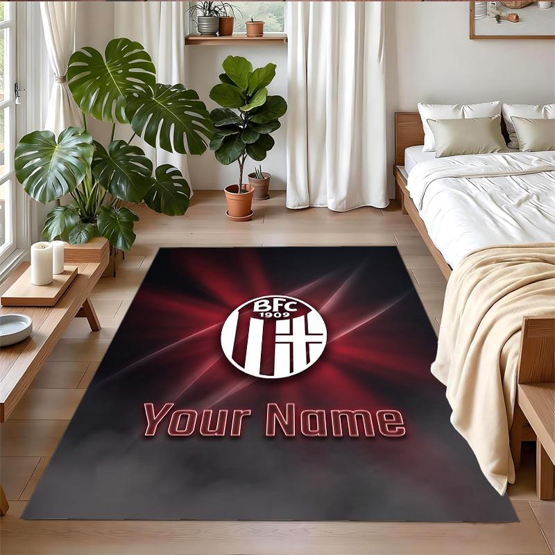 Crystal Velvet Rug Custom Name Text, Soft Non Slip Floor Mat Home DecorBologna FC