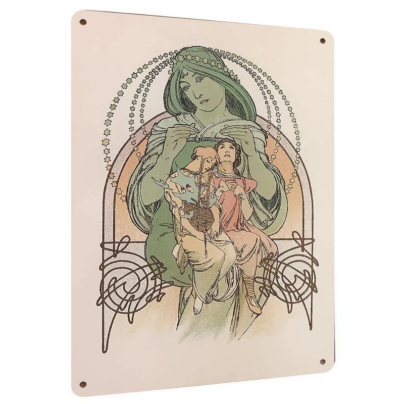 

Vintage Art Nouveau Custom Metal Wall Art Mucha Style Mythological Figure Decorative Painting for Living Room 20x30cm（7.8x11.8inch）