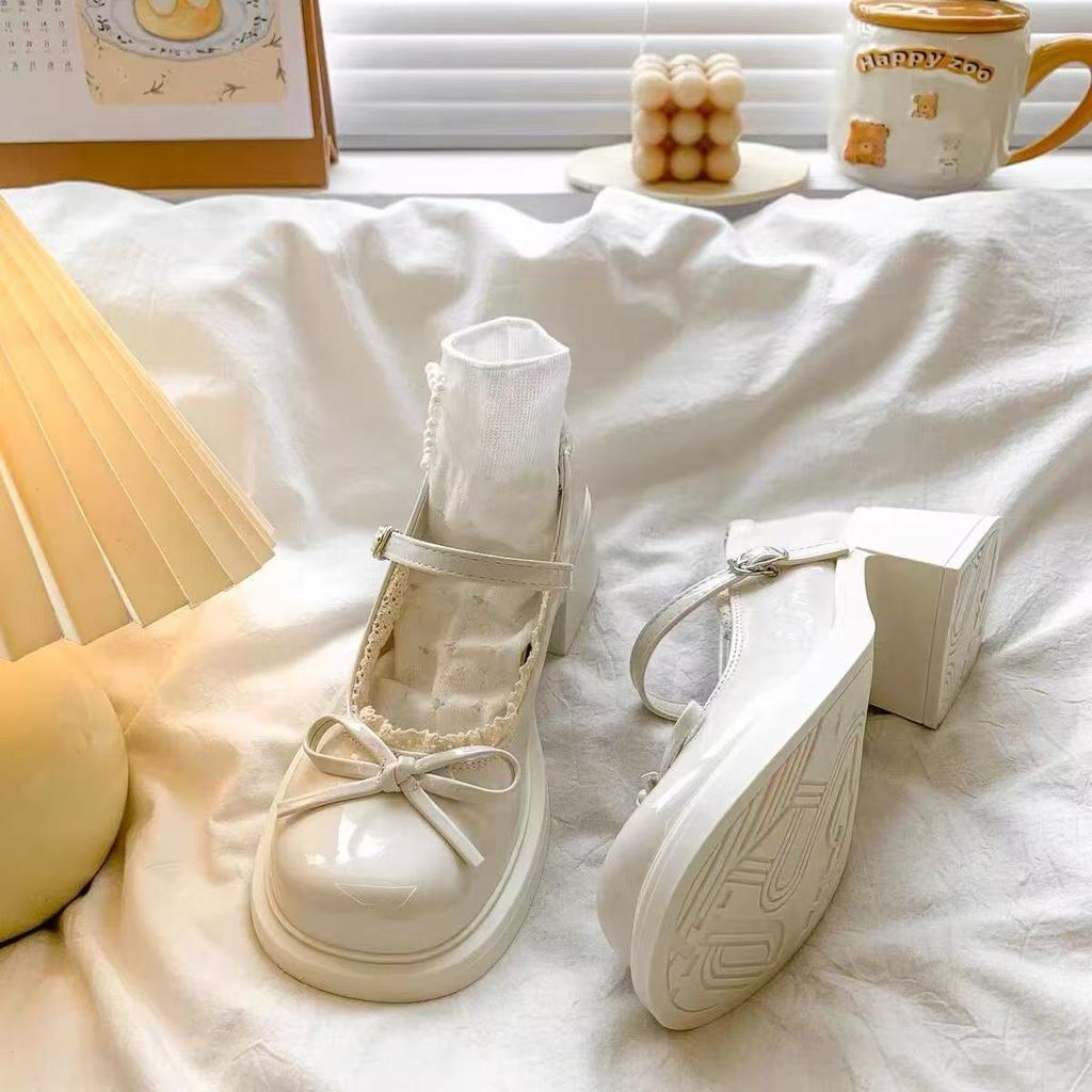 Japanische Einzelne Schuhe Damen Sommer Neu Schleife Mary Jane erhöht Höhe kleine Lederschuhe Damen
