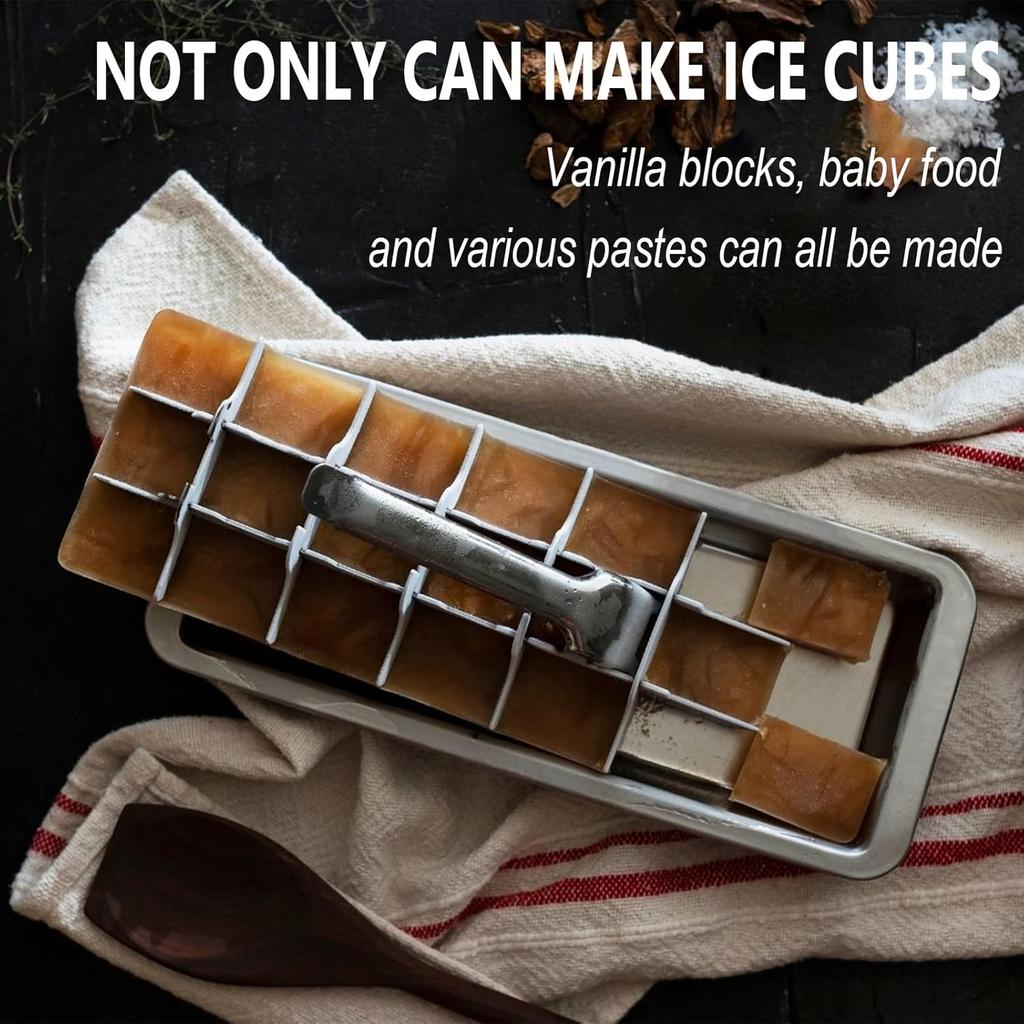 KAYCROWN 18/8 Stainless Steel Ice Cube Tray, 18 Slot Ice Tray with Easy Release Handle for Making Various Ice Cubes and Frozen Foods, Removable Slots