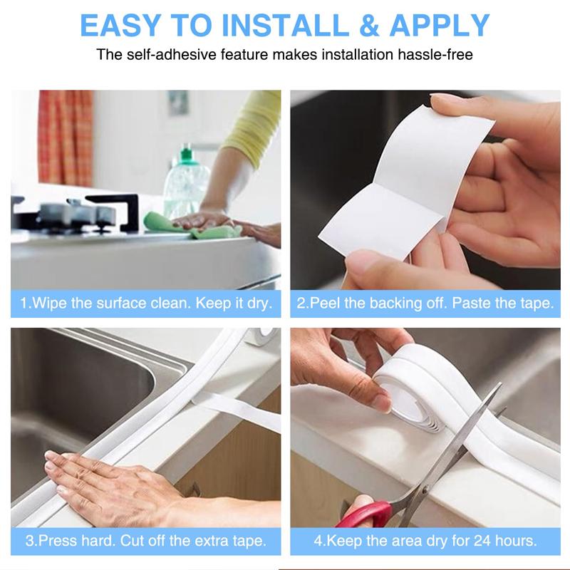Wodoodporne Taśmy Odporne na Pleśń na Narożniki Ścienne Zlewu Kuchennego Taśma Uszczelniająca PVC Łazienka Wanna Toaleta Taśma do Fugi Samoprzylepna